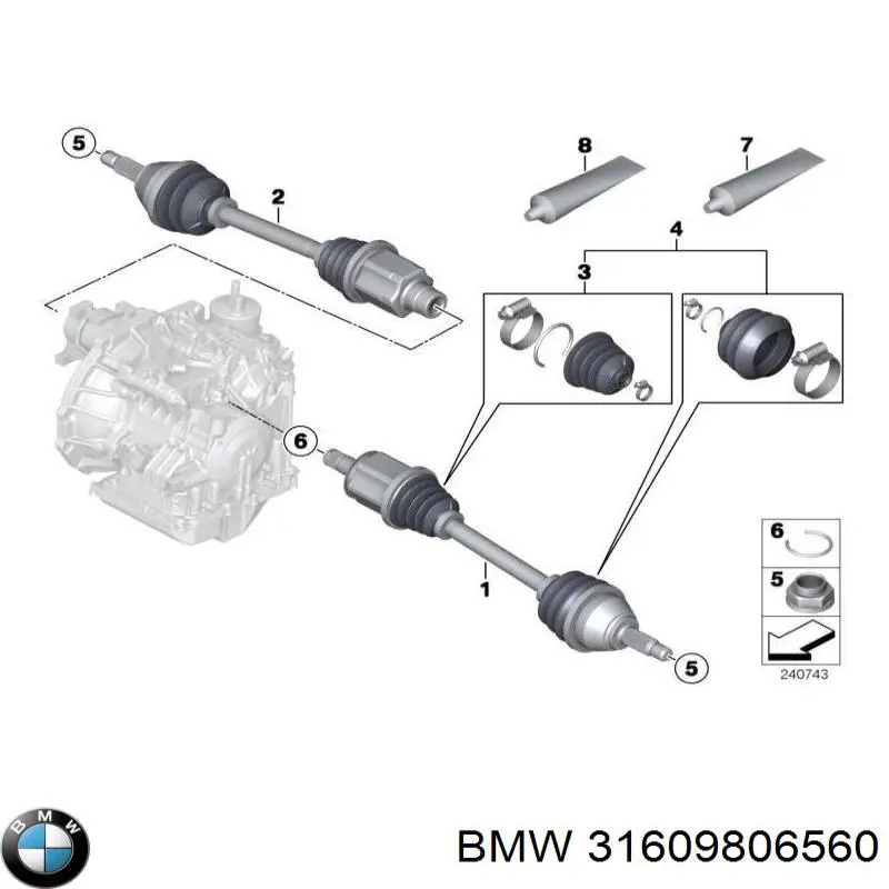  Juego de fuelles, árbol de transmisión delantero para MINI COUNTRYMAN R60