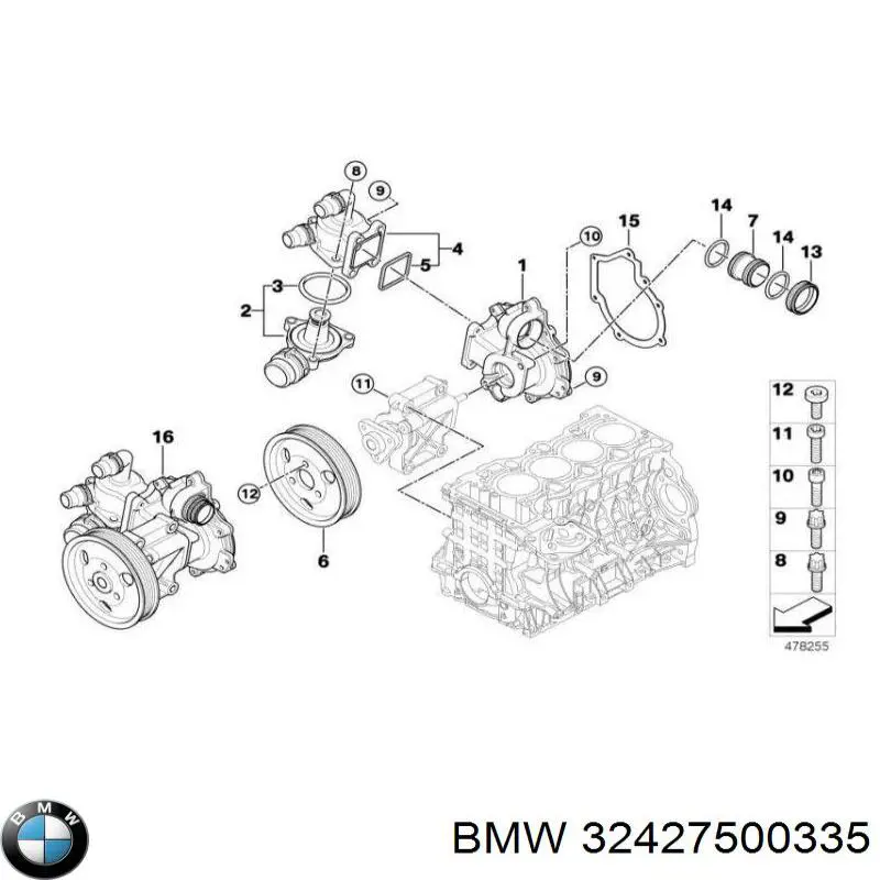 32427500335 BMW polea, servobomba