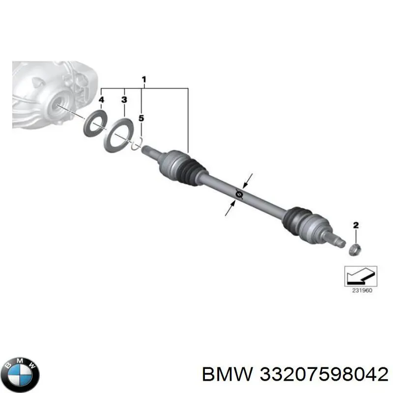 33207598042 BMW árbol de transmisión trasero derecho