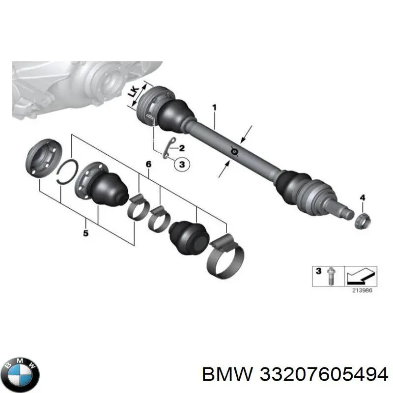 33207605494 BMW árbol de transmisión trasero derecho