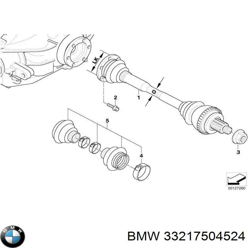 33217504524 BMW fuelle, árbol de transmisión trasero exterior