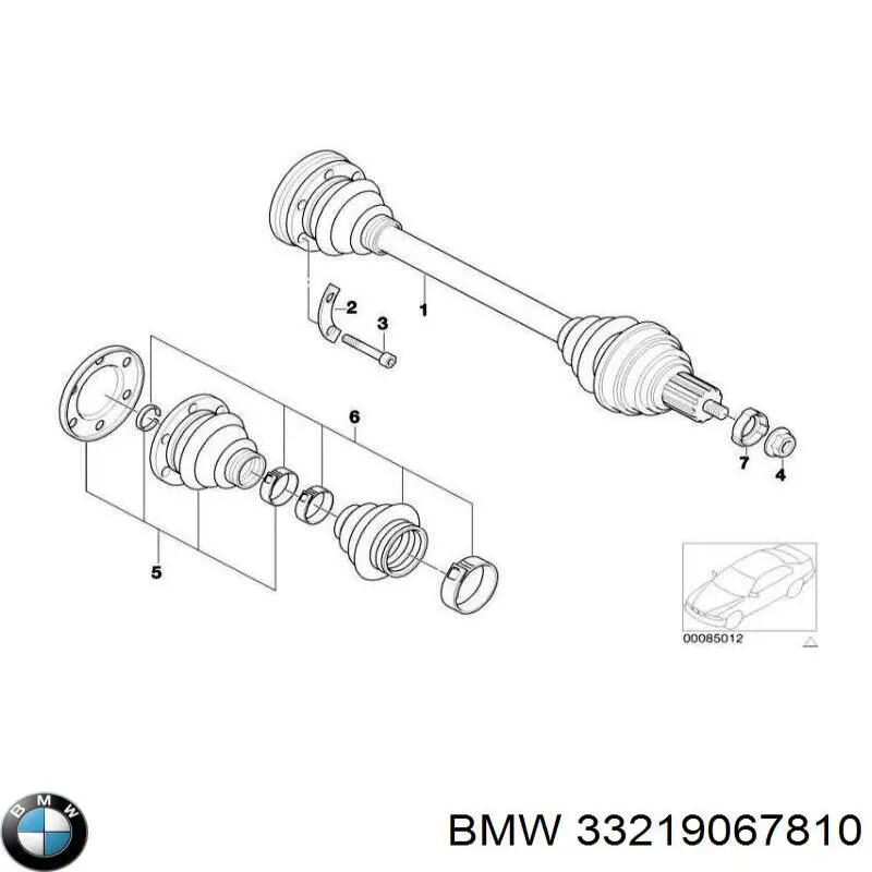 33219067810 BMW fuelle, árbol de transmisión trasero exterior