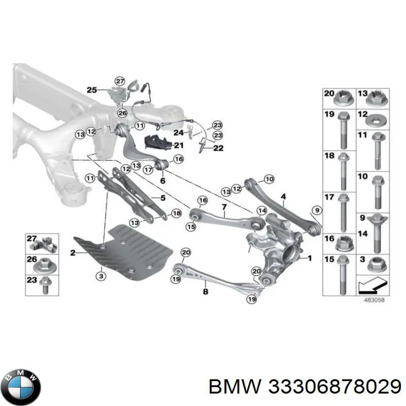  Brazo suspension (control) trasero inferior izquierdo para BMW X5 G05, F95