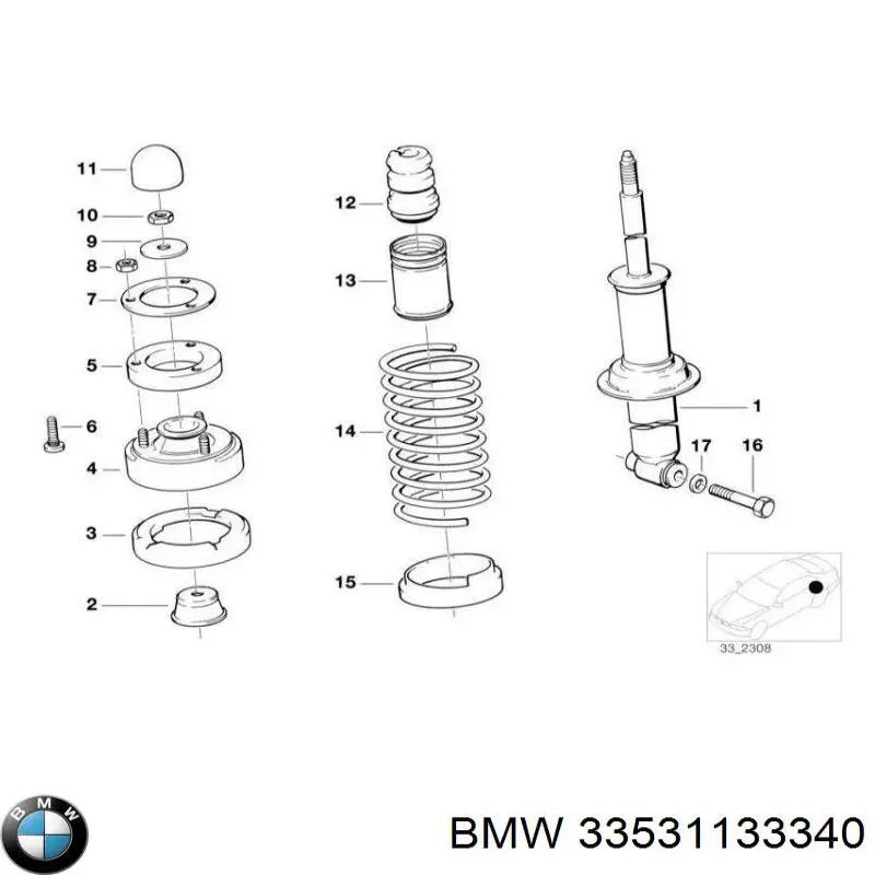 33531133340 BMW muelle de suspensión eje trasero