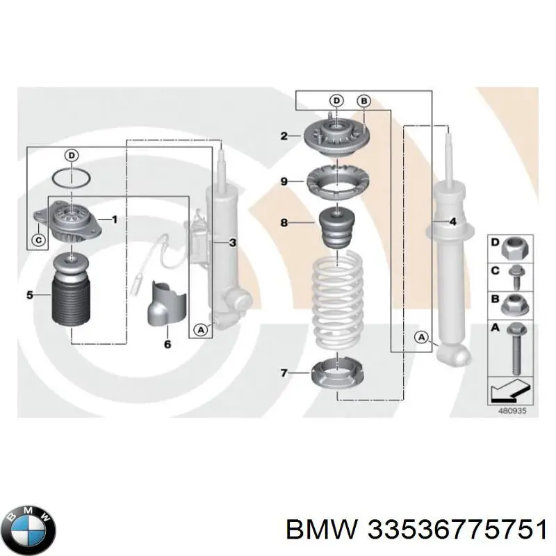 33536775751 BMW caja de muelle, eje trasero, arriba