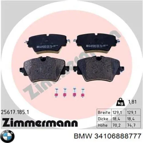 34106888777 BMW pastillas de freno delanteras