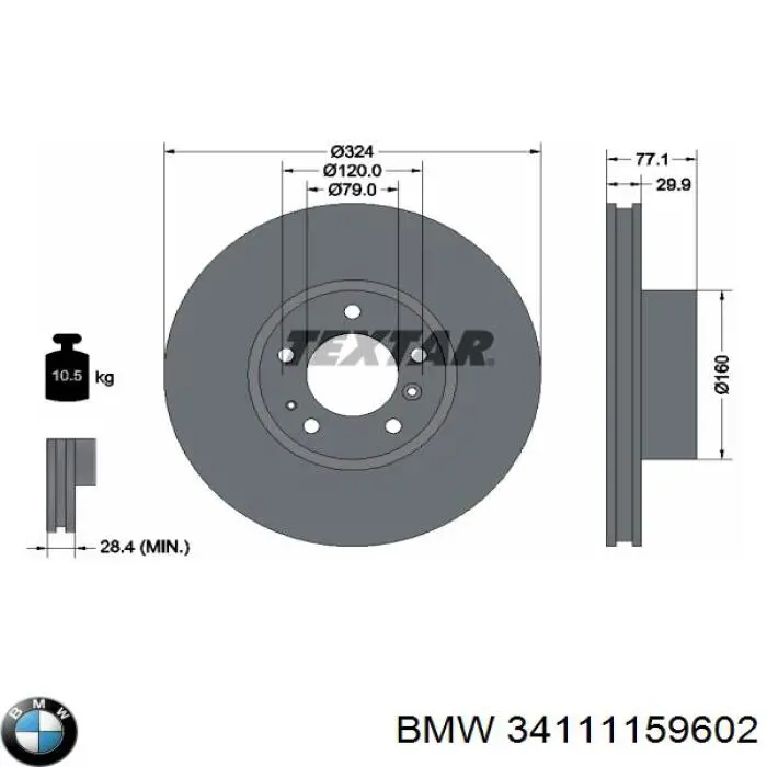 34111159602 BMW freno de disco delantero