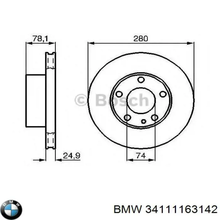 34111163142 BMW freno de disco delantero