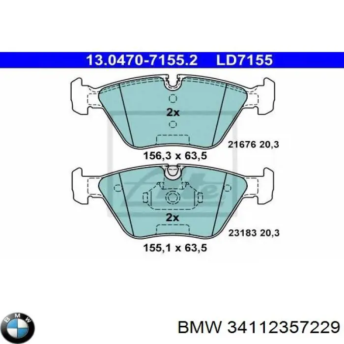 34112357229 BMW pastillas de freno delanteras