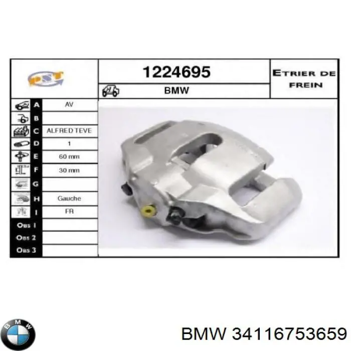 34116753659 BMW pinza de freno delantera izquierda