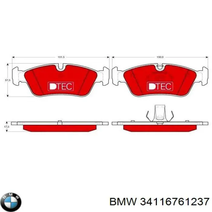 34116761237 BMW pastillas de freno delanteras