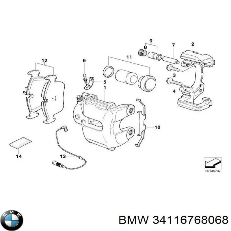 34116768068 BMW pinza de freno delantera derecha