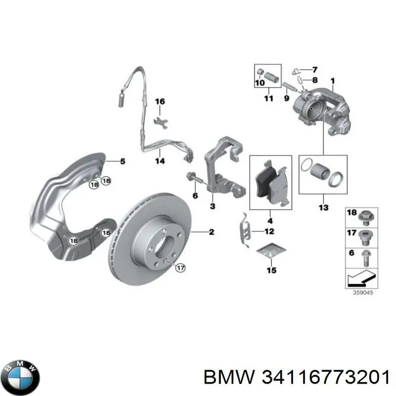 34116773201 BMW pinza de freno trasero derecho