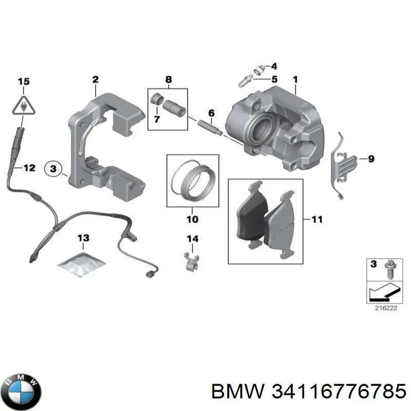 34116776785 BMW pinza de freno delantera izquierda