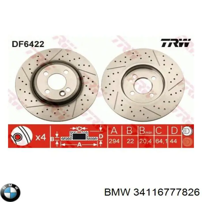 34116777826 BMW freno de disco delantero