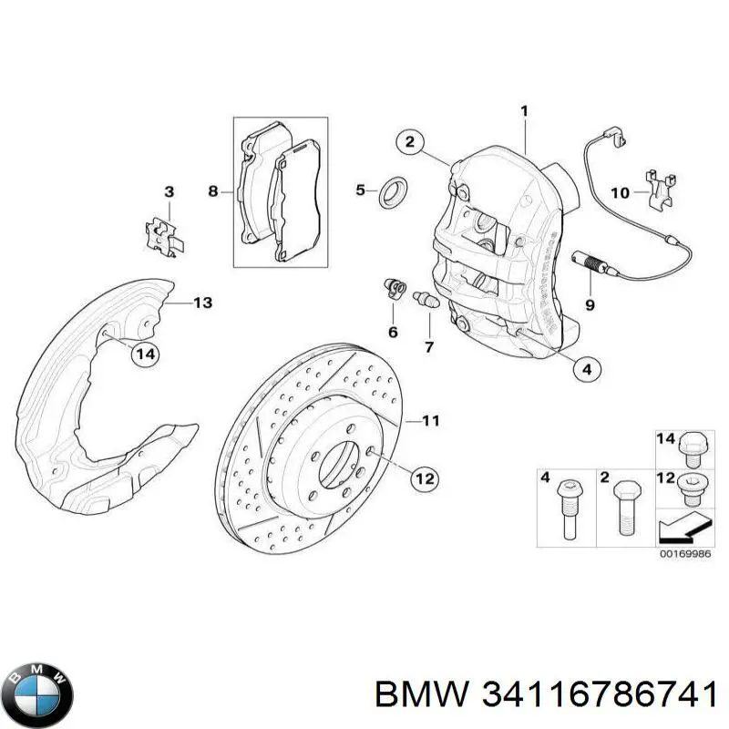 34116786741 BMW pinza de freno trasera izquierda