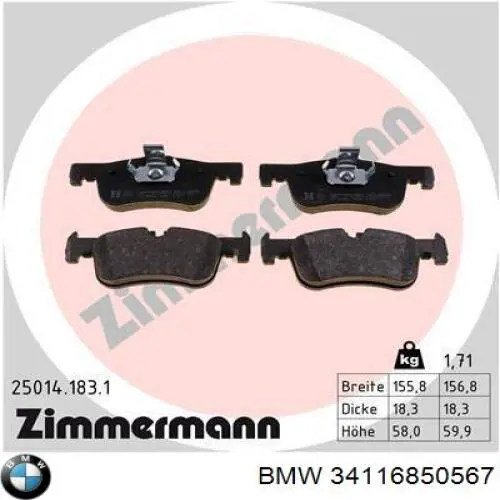 34116850567 BMW pastillas de freno delanteras