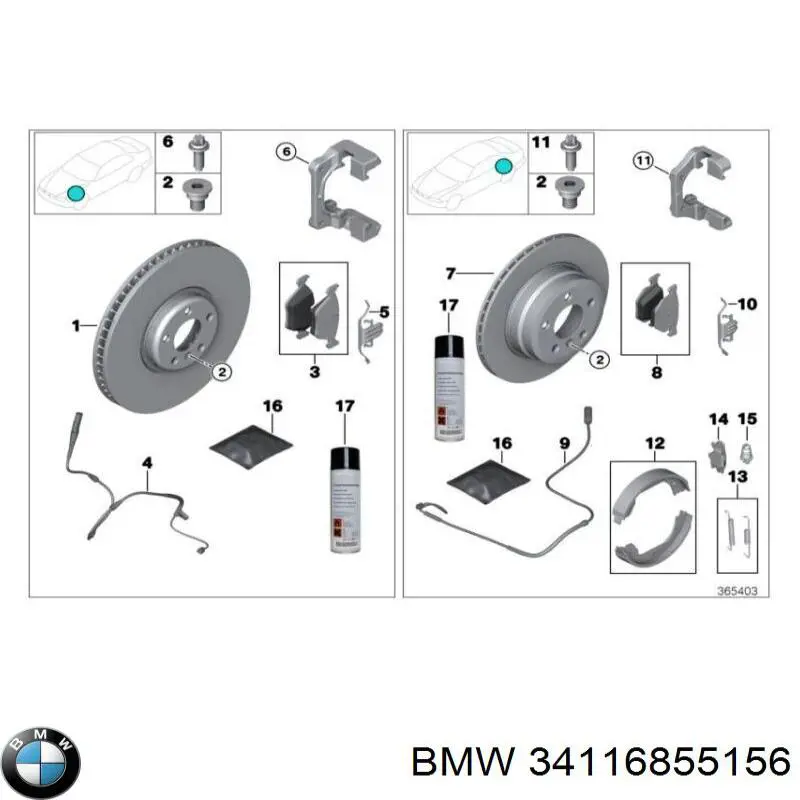 34116855156 BMW freno de disco delantero