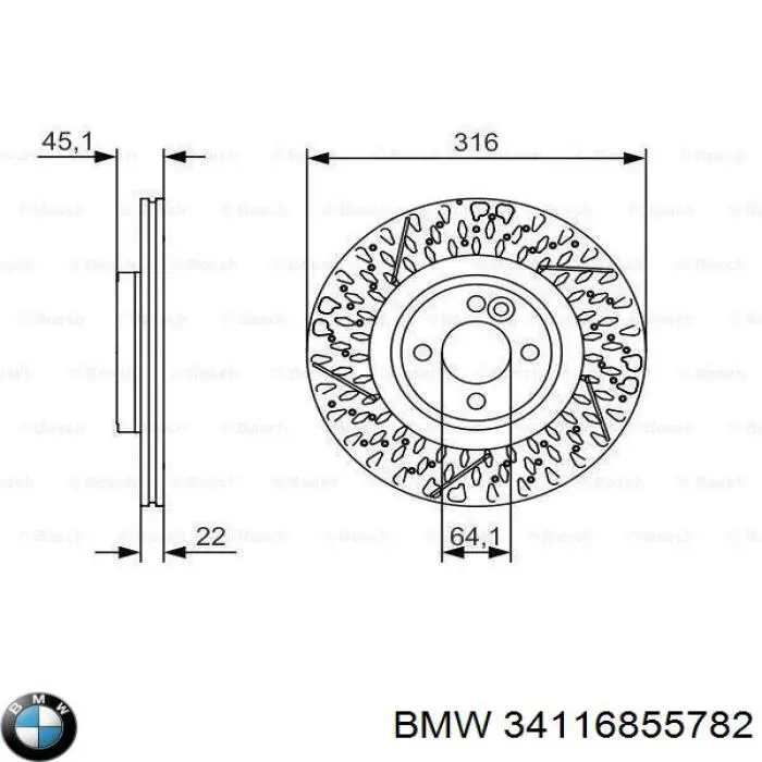 34116855782 BMW freno de disco delantero