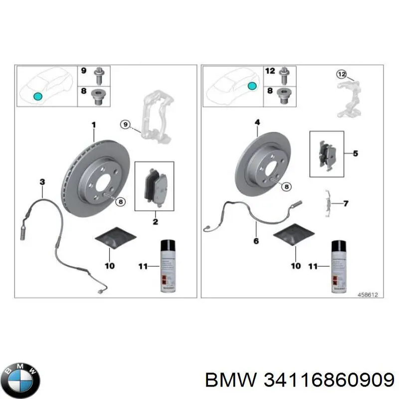 34116860909 BMW freno de disco delantero