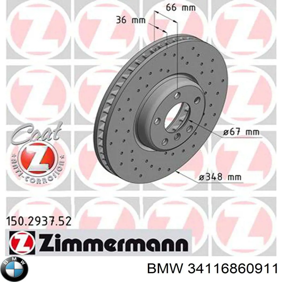 34116860911 BMW freno de disco delantero