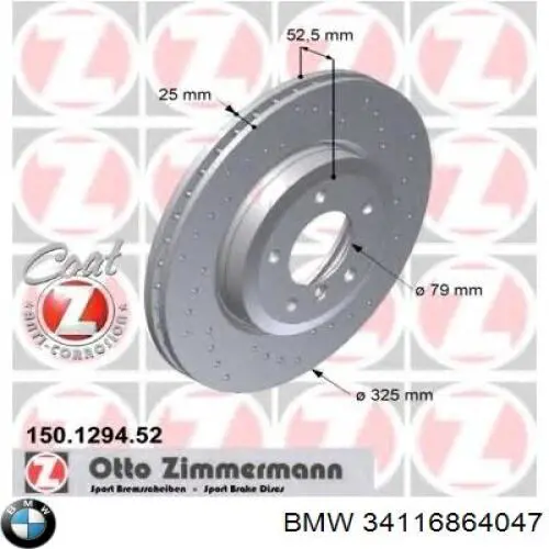 34116864047 BMW freno de disco delantero