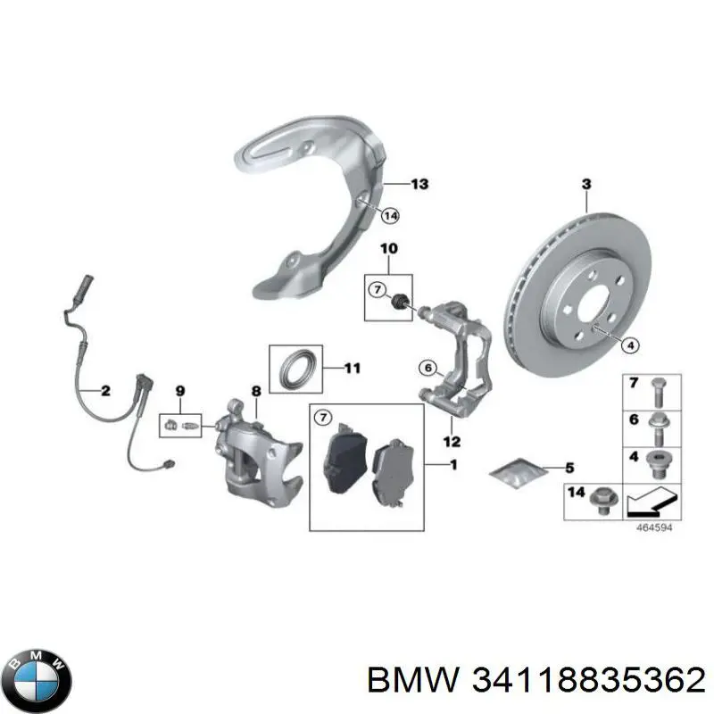 34118835362 BMW freno de disco delantero