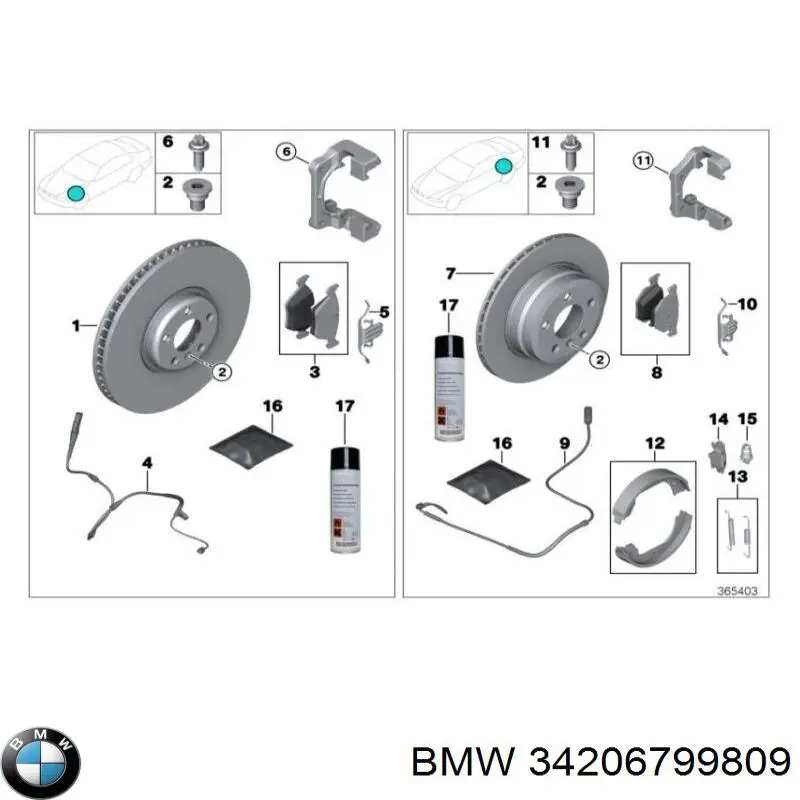 34206799809 BMW pastillas de freno traseras