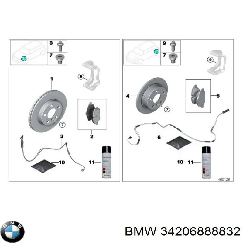 34206888832 BMW pastillas de freno traseras