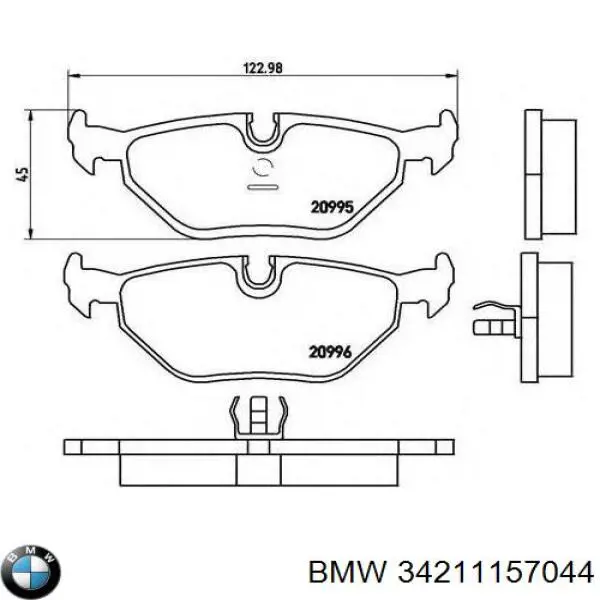 34211157044 BMW pastillas de freno traseras