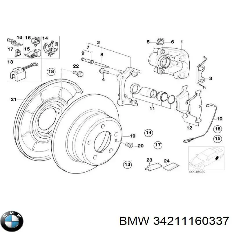 34211160337 BMW pinza de freno trasera izquierda