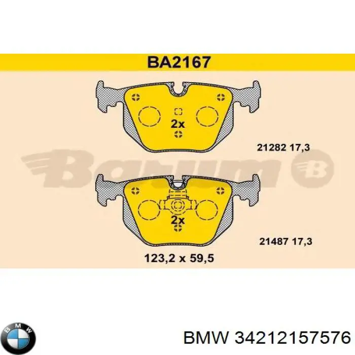 34212157576 BMW pastillas de freno traseras