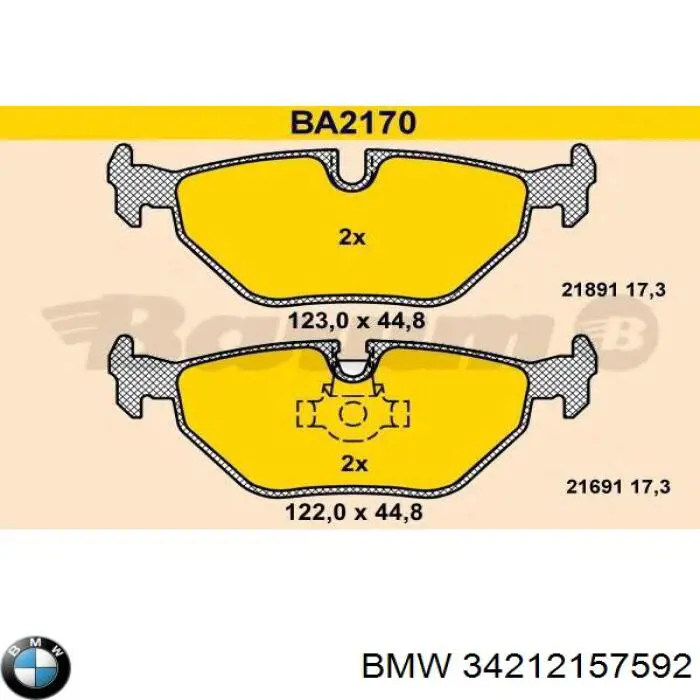 34212157592 BMW pastillas de freno traseras