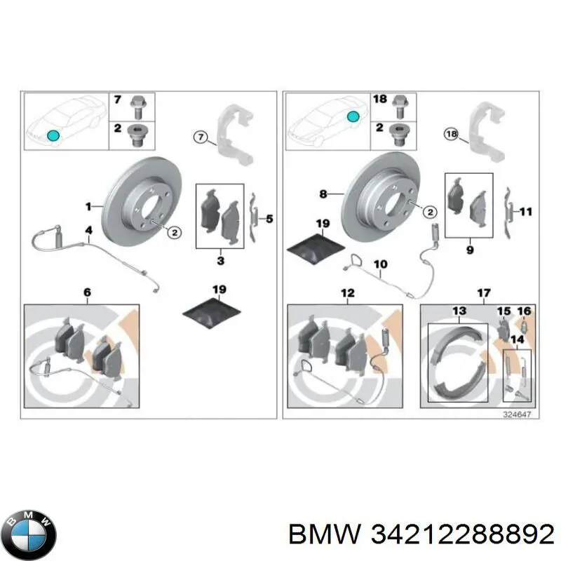 34212288892 BMW pastillas de freno traseras