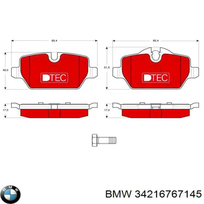 34216767145 BMW pastillas de freno traseras