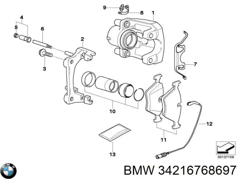 34216768697 BMW pinza de freno trasera izquierda