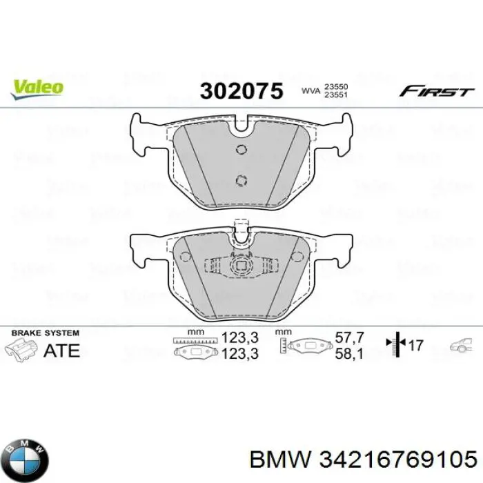 34216769105 BMW pastillas de freno traseras