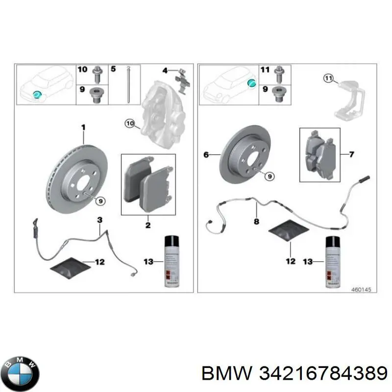 34216784389 BMW disco de freno trasero