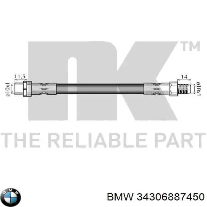 34306887450 BMW tubo flexible de frenos trasero