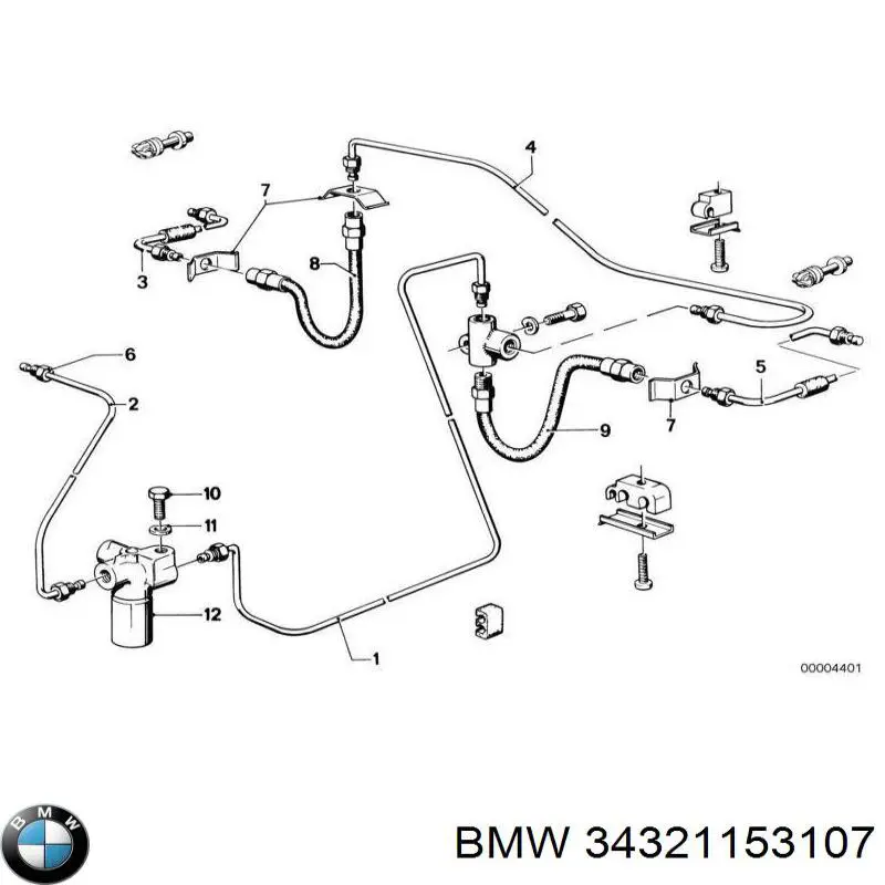 34321153107 BMW tubo flexible de frenos trasero