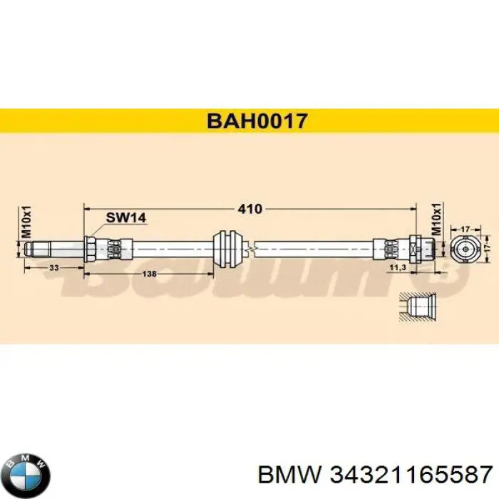 34321165587 BMW latiguillo de freno delantero