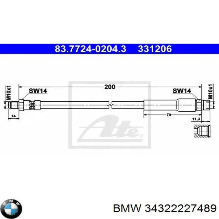 34322227489 BMW tubo flexible de frenos trasero