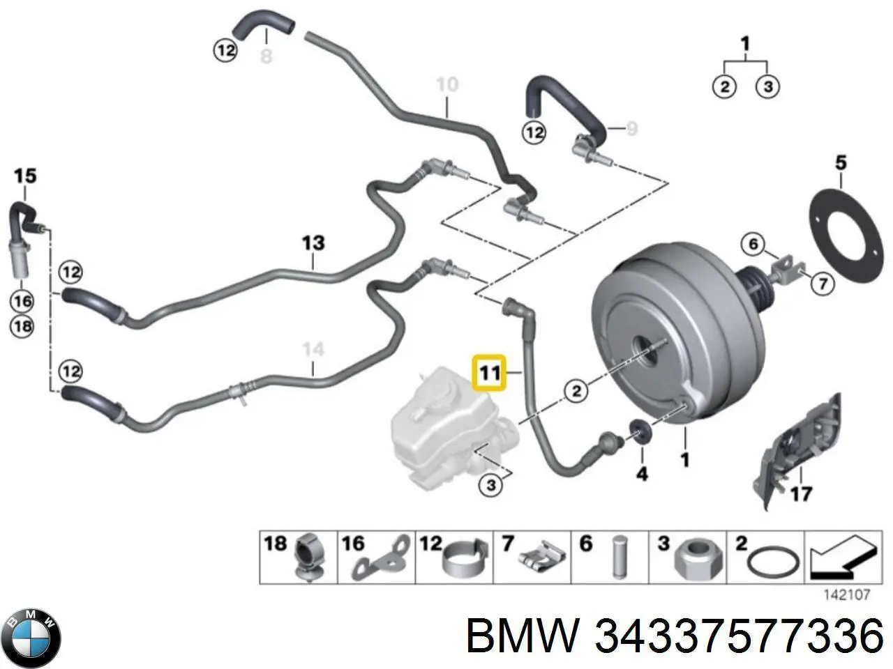 34337577336 BMW tubo, vacío de booster