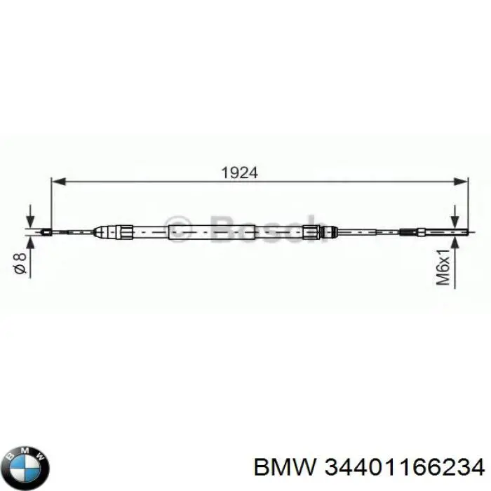 34401166234 BMW cable de freno de mano trasero izquierdo