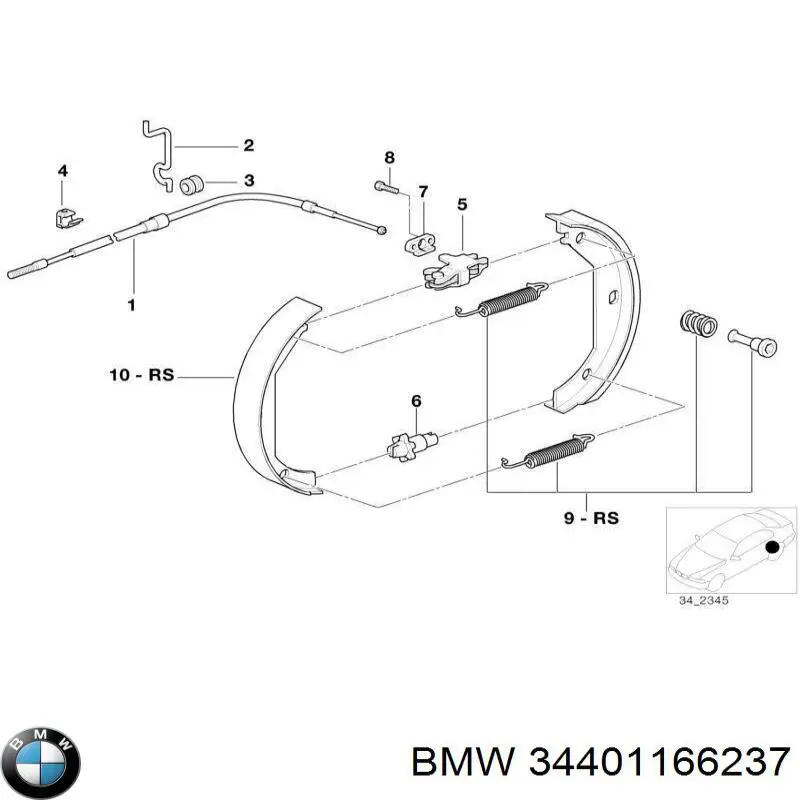 34401166237 BMW cable de freno de mano trasero derecho