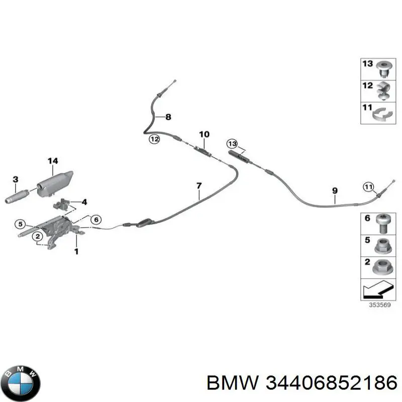  Cable de freno de mano delantero para MINI Cooper F55