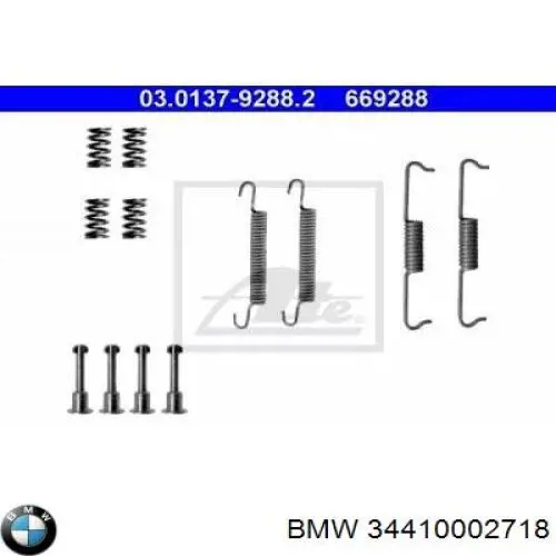 34410002718 BMW kit de montaje, zapatas de freno traseras