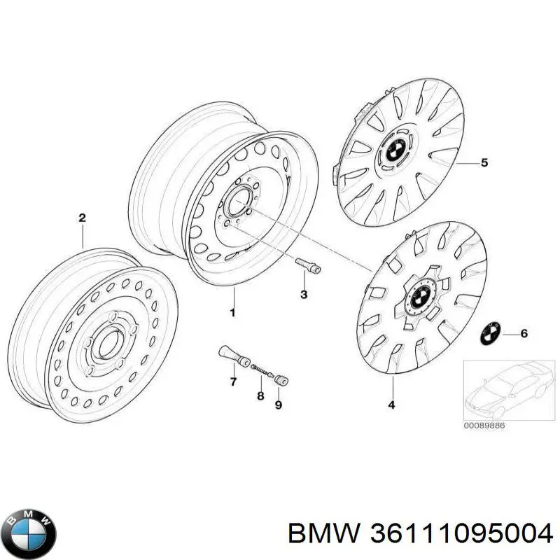 36111095004 BMW ruedas de acero (estampado)