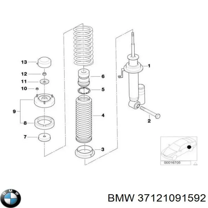  Amortiguador trasero derecho para BMW 7 E38