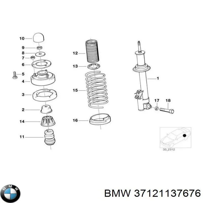 37121137676 BMW amortiguador trasero derecho